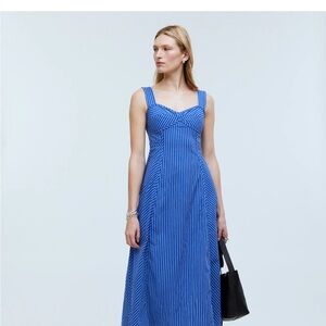 Madewell Blue Striped Midi Dress
